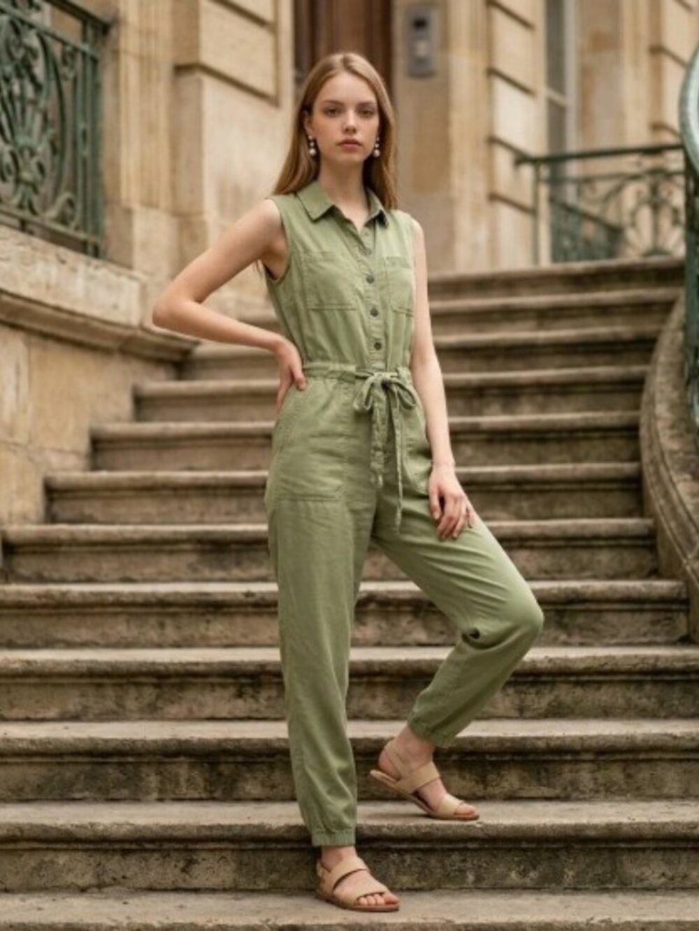 Sanctuary Olive Green Sleeveless Jumpsuit